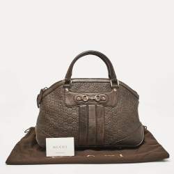 Pre Owned Gucci Dark Brown Guccissima Leather Catherine Dome Satchel
