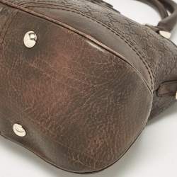Pre Owned Gucci Dark Brown Guccissima Leather Catherine Dome Satchel