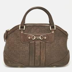 Pre Owned Gucci Dark Brown Guccissima Leather Catherine Dome Satchel