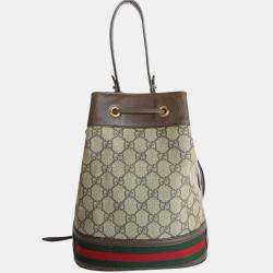 Pre Owned Gucci Brown Gg Supreme Leather Shoulder Bag