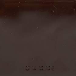 Gucci Dark Brown Leather Compact Bamboo Zip Around Wallet