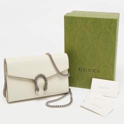 Gucci Off White Leather Mini Dionysus Wallet on Chain 