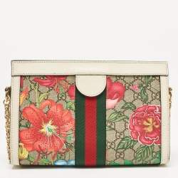 Pre Owned Gucci Multicolor Flora GG Supreme Canvas Small Ophidia Shoulder Bag