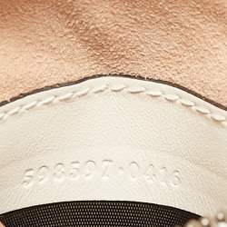 Pre Owned Gucci Off White Matelassé Leather Mini GG Marmont Shoulder Bag