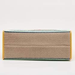 مملوكة مسبقًا Gucci Multicolor Square G Embroidered Fabric Capri Striped Tote