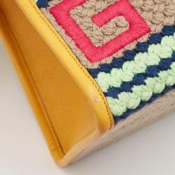 مملوكة مسبقًا Gucci Multicolor Square G Embroidered Fabric Capri Striped Tote