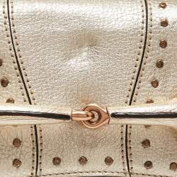 Pre Owned Gucci Light Gold Leather Horsebit Pochette Bag