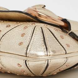 Pre Owned Gucci Light Gold Leather Horsebit Pochette Bag