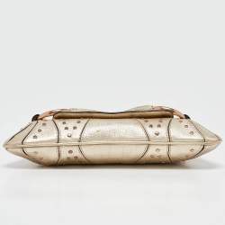 Pre Owned Gucci Light Gold Leather Horsebit Pochette Bag