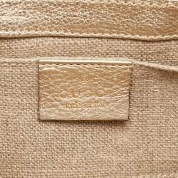 Pre Owned Gucci Light Gold Leather Horsebit Pochette Bag