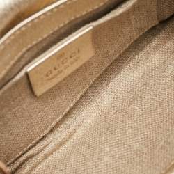 Pre Owned Gucci Light Gold Leather Horsebit Pochette Bag