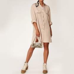 Pre Owned Gucci Light Gold Leather Horsebit Pochette Bag