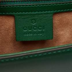 Pre Owned Gucci Green Leather Small Web Chain Sylvie Shoulder Bag
