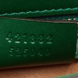 Pre Owned Gucci Green Leather Small Web Chain Sylvie Shoulder Bag