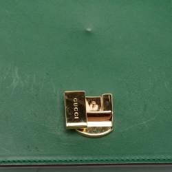 Pre Owned Gucci Green Leather Small Web Chain Sylvie Shoulder Bag