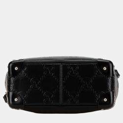 Gucci Black Leather Gg Embossed Shoulder Bag