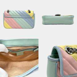 Gucci Leather Multicolor Silver Gg Marmont Shoulder Bag
