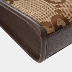Gucci Beige Brown Canvas Leather Jumbo Gg Tote Bag