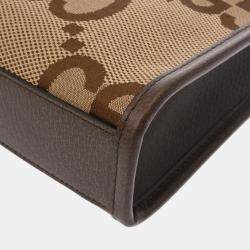 Gucci Beige Brown Canvas Leather Jumbo Gg Tote Bag