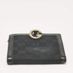 Gucci Black GG Canvas and Leather Charlotte French Wallet