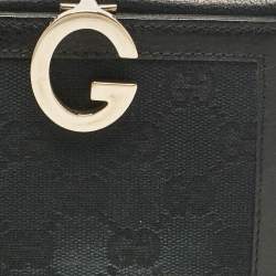 Gucci Black GG Canvas and Leather Charlotte French Wallet
