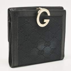 Gucci Black GG Canvas and Leather Charlotte French Wallet