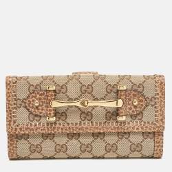 Gucci Beige GG Canvas and Leather Pelham Continental Wallet