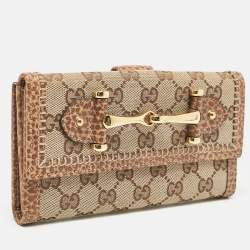 Gucci Beige GG Canvas and Leather Pelham Continental Wallet
