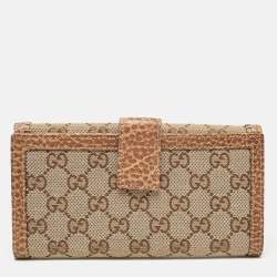 Gucci Beige GG Canvas and Leather Pelham Continental Wallet
