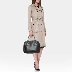 Gucci Black Leather Interlocking GG Charm Satchel