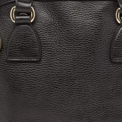 Gucci Black Leather Interlocking GG Charm Satchel