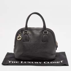 Gucci Black Leather Interlocking GG Charm Satchel