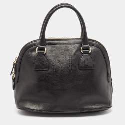 Gucci Black Leather Interlocking GG Charm Satchel