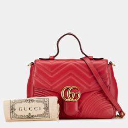 Gucci Small Leather GG Marmont Top Handle Satchel