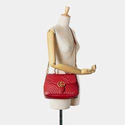 Gucci Small Leather GG Marmont Top Handle Satchel