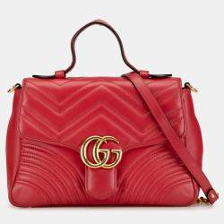 Gucci Small Leather GG Marmont Top Handle Satchel