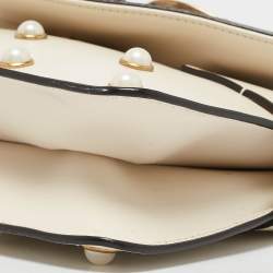 Pre Owned Gucci Off White Leather Mini Pearl Queen Margaret Broadway Shoulder Bag