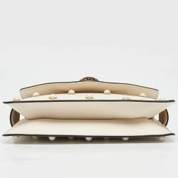 Pre Owned Gucci Off White Leather Mini Pearl Queen Margaret Broadway Shoulder Bag