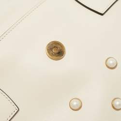 Pre Owned Gucci Off White Leather Mini Pearl Queen Margaret Broadway Shoulder Bag