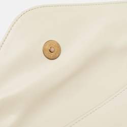 Pre Owned Gucci Off White Leather Mini Pearl Queen Margaret Broadway Shoulder Bag