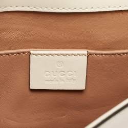 Pre Owned Gucci Off White Leather Mini Pearl Queen Margaret Broadway Shoulder Bag