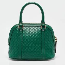 Pre Owned Gucci Green Microguccissima Leather Small Nice Dome Bag