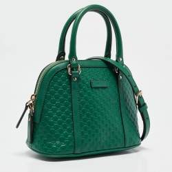 Pre Owned Gucci Green Microguccissima Leather Small Nice Dome Bag