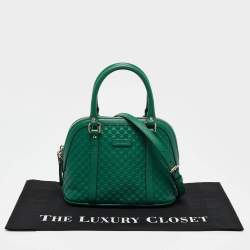 Pre Owned Gucci Green Microguccissima Leather Small Nice Dome Bag