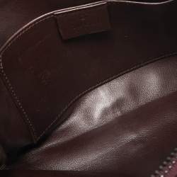 Gucci Burgundy Suede Eyelet Wristlet Clutch