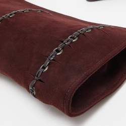 Gucci Burgundy Suede Eyelet Wristlet Clutch