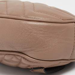 Pre Owned Gucci Beige Matelassé Leather Mini GG Marmont Belt Bag