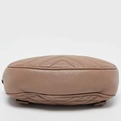 Pre Owned Gucci Beige Matelassé Leather Mini GG Marmont Belt Bag