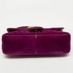 مملوكة مسبقًا Gucci Purple Matelassé Velvet Mini GG Marmont Shoulder Bag