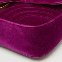 مملوكة مسبقًا Gucci Purple Matelassé Velvet Mini GG Marmont Shoulder Bag